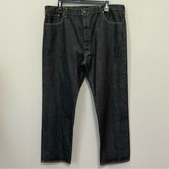 Levi’s 501 Black Denim Jeans Shrink to Fit Sz 44 x 32 No Fading Button Fly 2015 - Picture 8 of 8